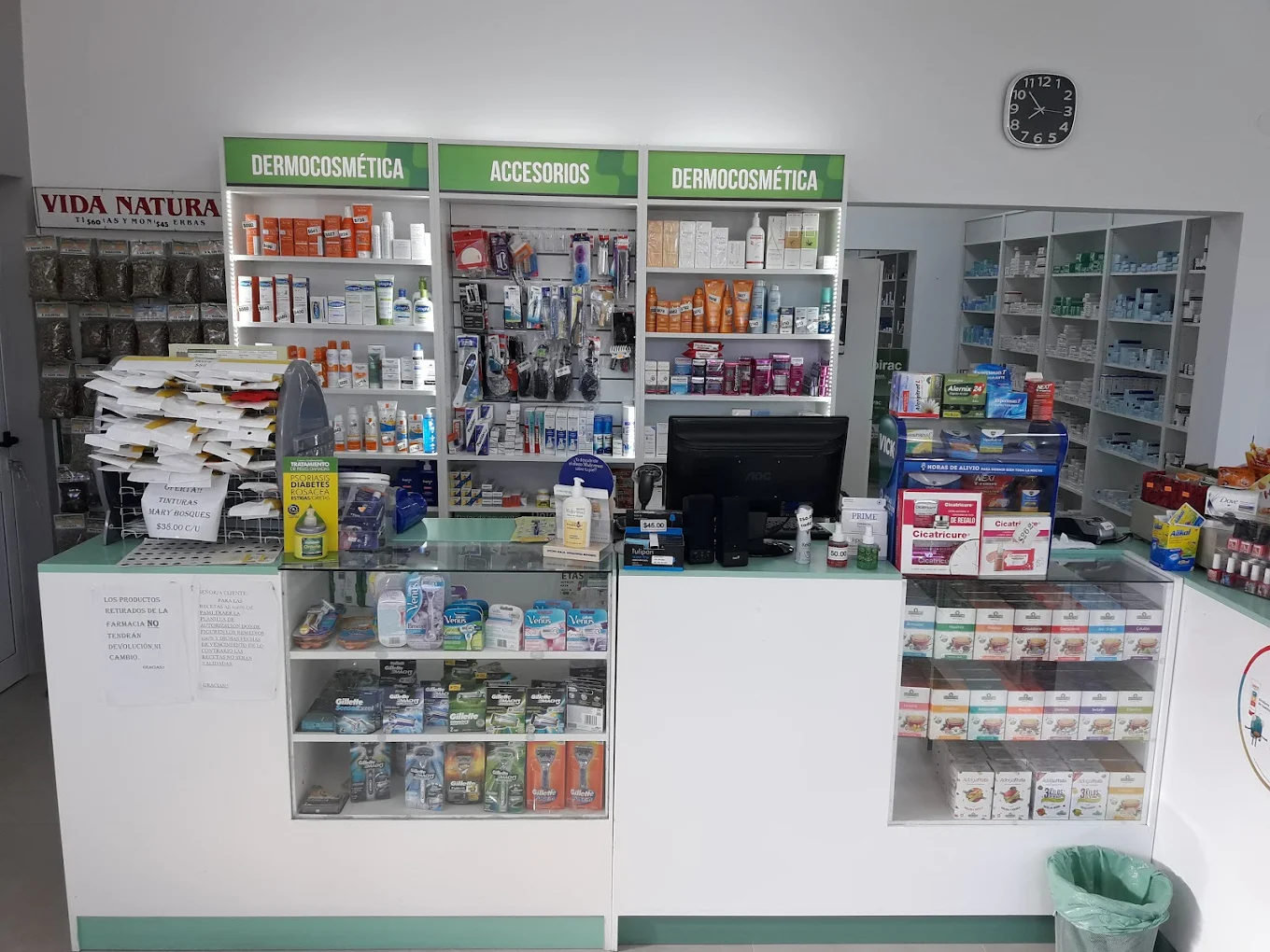 Mostrador de atención de Farmacia Mascardi